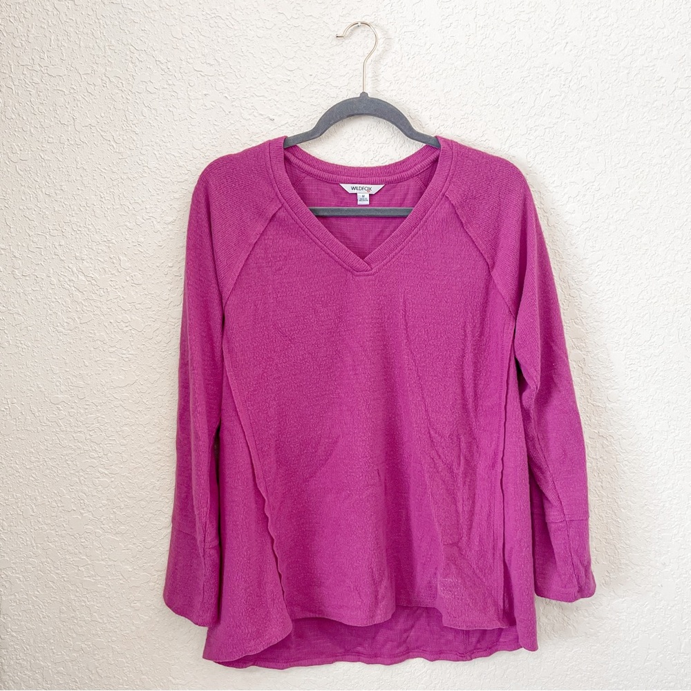 Wildfox Magenta V Neck Sweater Medium